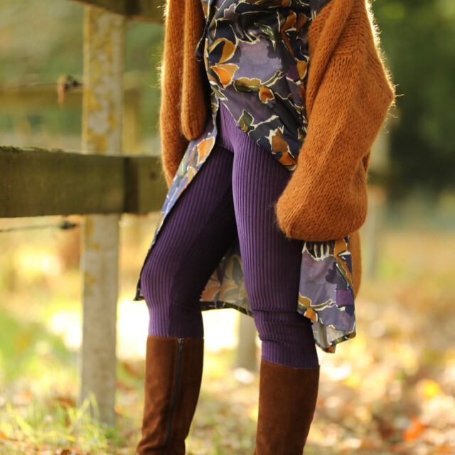 Quintessence - Legging Léni - velours côtelé prune