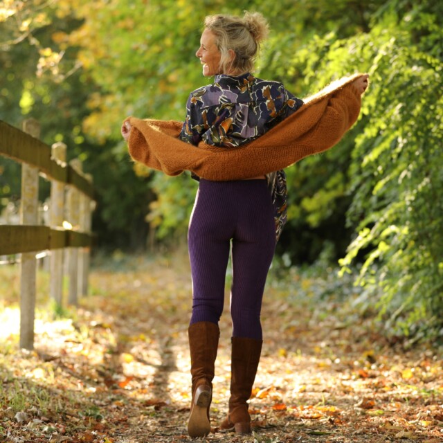 Quintessence - Legging Léni - velours côtelé prune