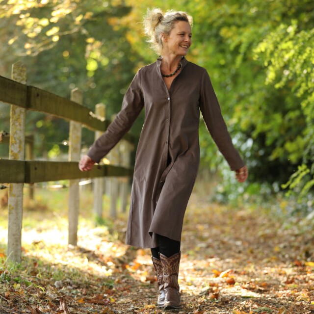 Quintessence - Robe Yuna - Velours milleraies moka