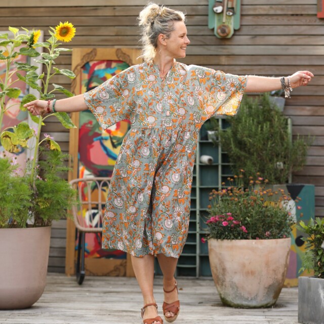 Quintessence - Robe Capucine - imprimé "Jardin secret"