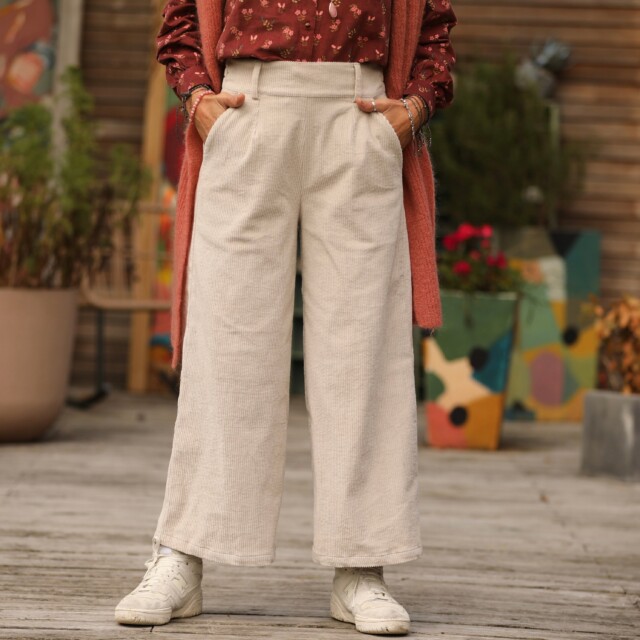 Quintessence - Pantalon Alex - Velours côtelé blanc cassé