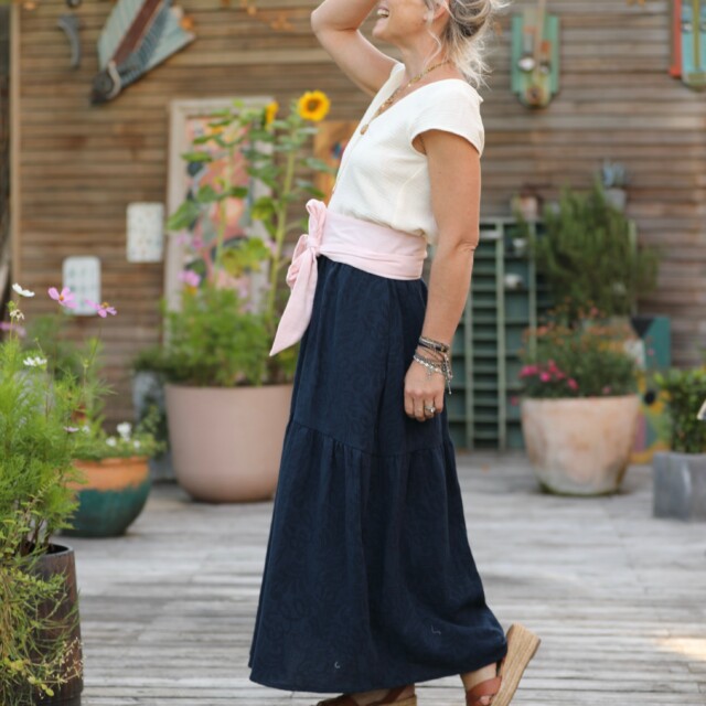 Quintessence - Ceinture Anita -double gaze de coton rose poudré