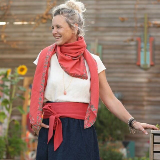 Quintessence - Le foulard Calista papaye/Rani