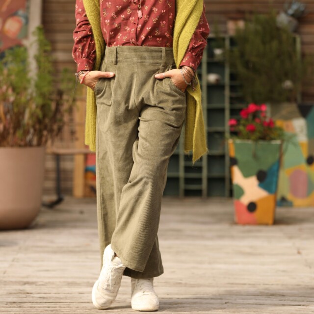 Quintessence - Pantalon Alex - Velours côtelé kaki