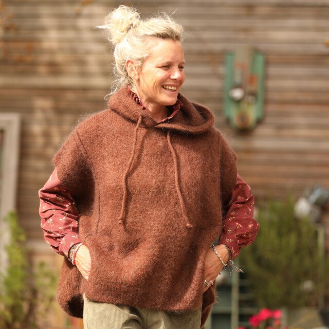 Quintessence - Pull capuche Calypso - Chocolat