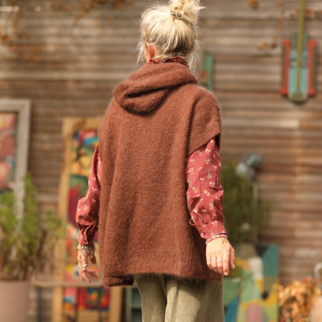 Quintessence - Pull capuche Calypso - Chocolat