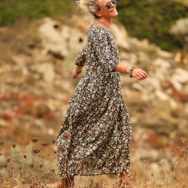 Quintessence - Robe Louisa viscose Aube bleue