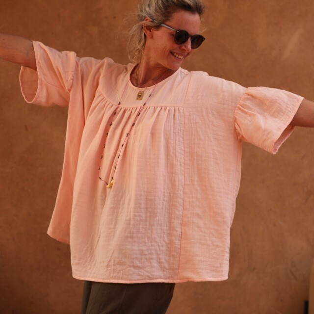 Quintessence - Blouse Léopoldine – Gaze légère à double structure nude