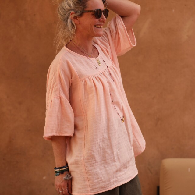 Quintessence - Blouse Léopoldine - Gaze légère à double structure nude