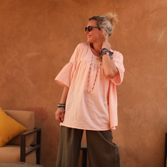 Quintessence - Blouse Léopoldine - Gaze légère à double structure nude