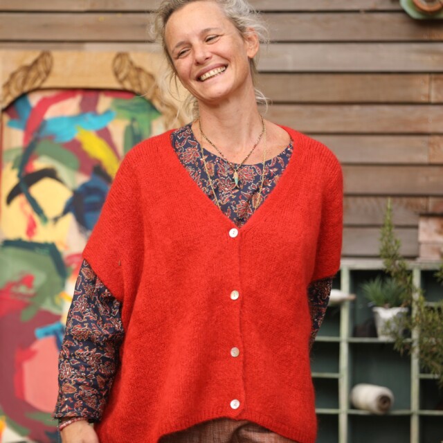 Quintessence - Gilet Claudia - Orange crépuscule