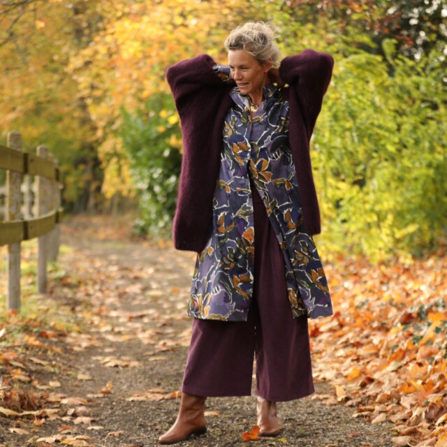 Quintessence - Jupe culotte Margot - velours côtelé prune