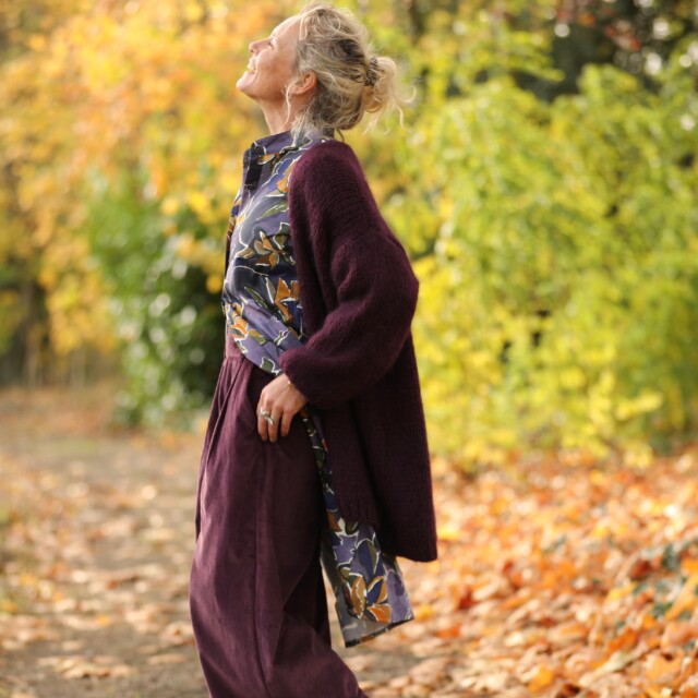 Quintessence - Jupe culotte Margot - velours côtelé prune