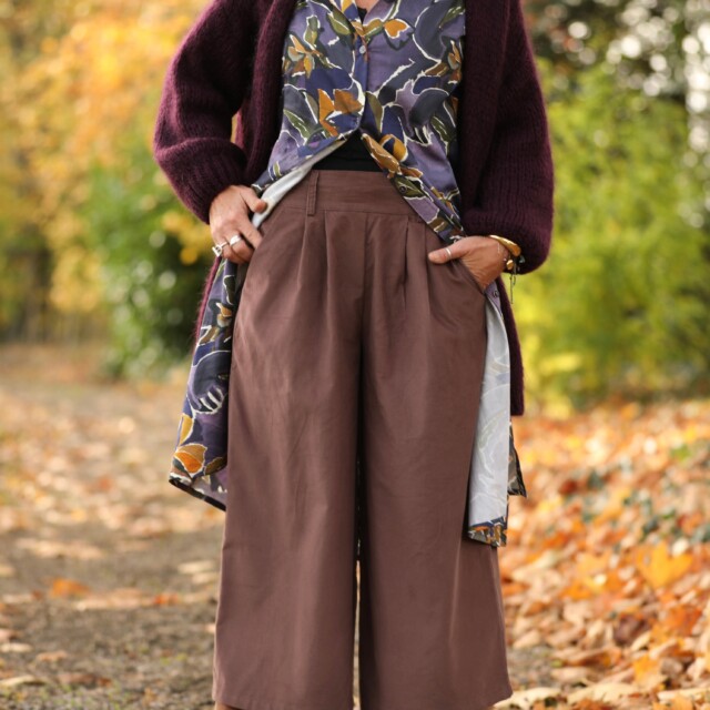 Quintessence - Jupe culotte Margot - velours milleraies moka