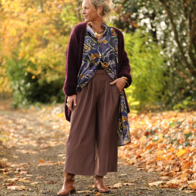 Quintessence - Jupe culotte Margot - velours milleraies moka