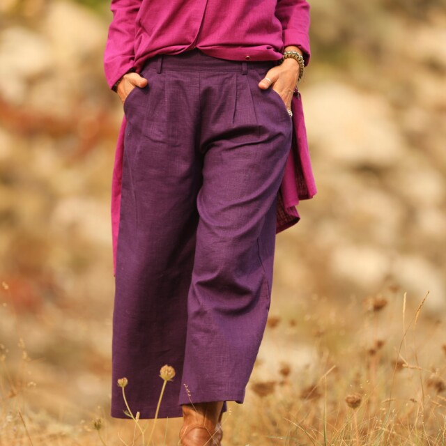 Quintessence - Jupe culotte Margot - lin prune