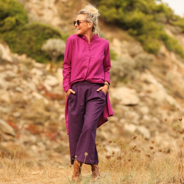 Quintessence - Jupe culotte Margot - lin prune