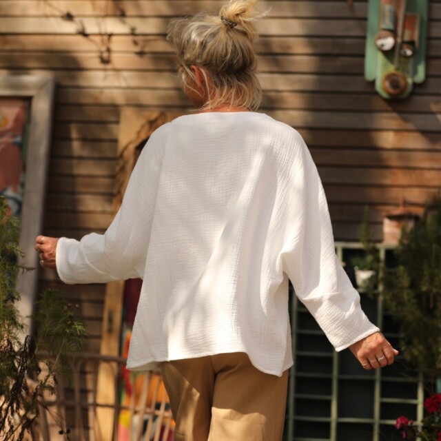Quintessence - Blouse Naomie - triple gaze de coton blanche