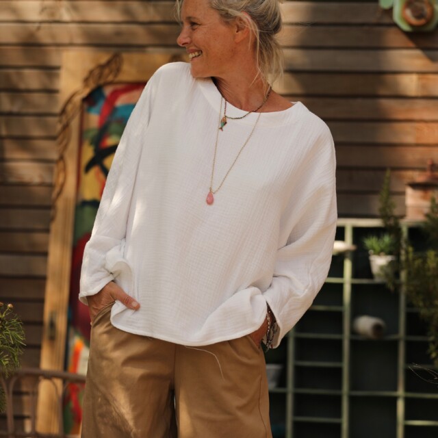 Quintessence - Blouse Naomie - triple gaze de coton blanche