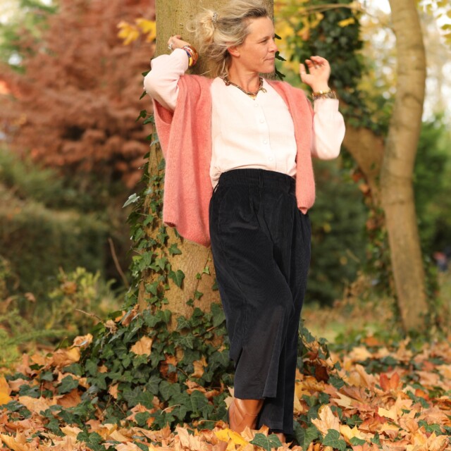 Quintessence - Jupe culotte Margot - velours côtelé bleu marine