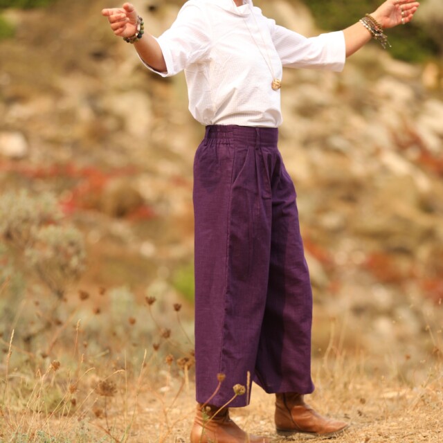 Quintessence - Jupe culotte Margot - lin prune