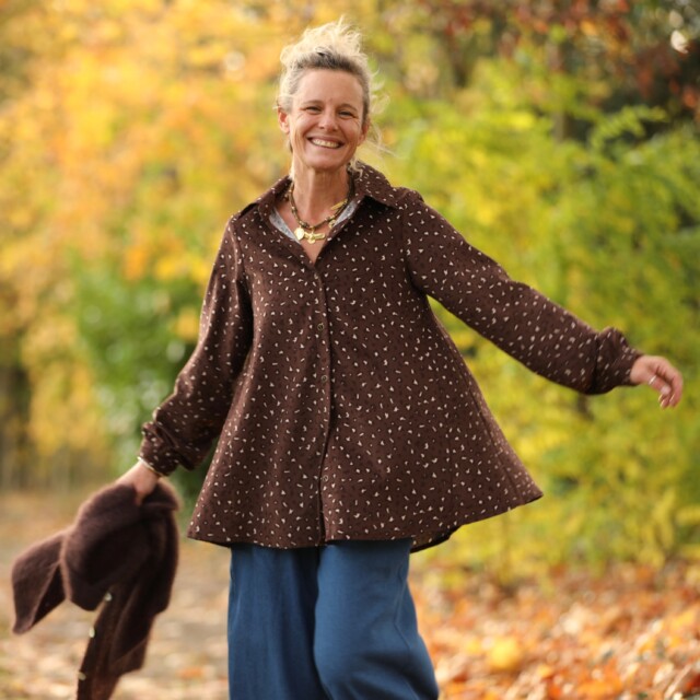 Quintessence - Chemise Caroline – Velours milleraies léo choco