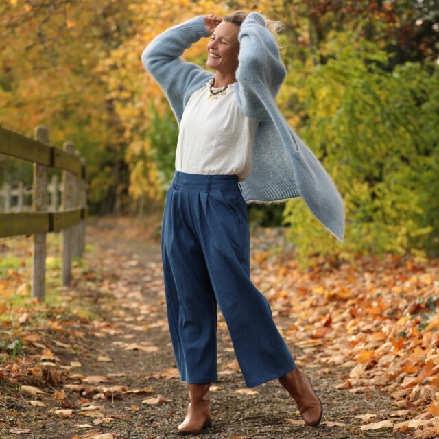 Quintessence - Jupe culotte Margot - jean de coton bleu