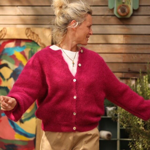 Quintessence - Gilet Sélène -Framboise