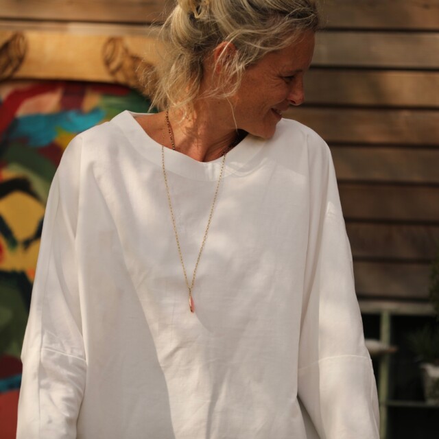 Quintessence - Blouse Naomie - velours milleraies ivoire