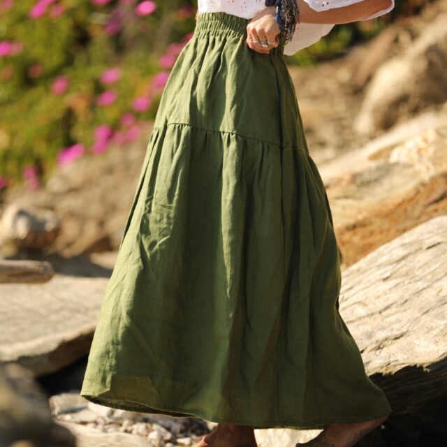 Quintessence - Jupe Sarah - lin vert pomme