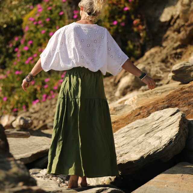 Quintessence - Jupe Sarah - lin vert pomme