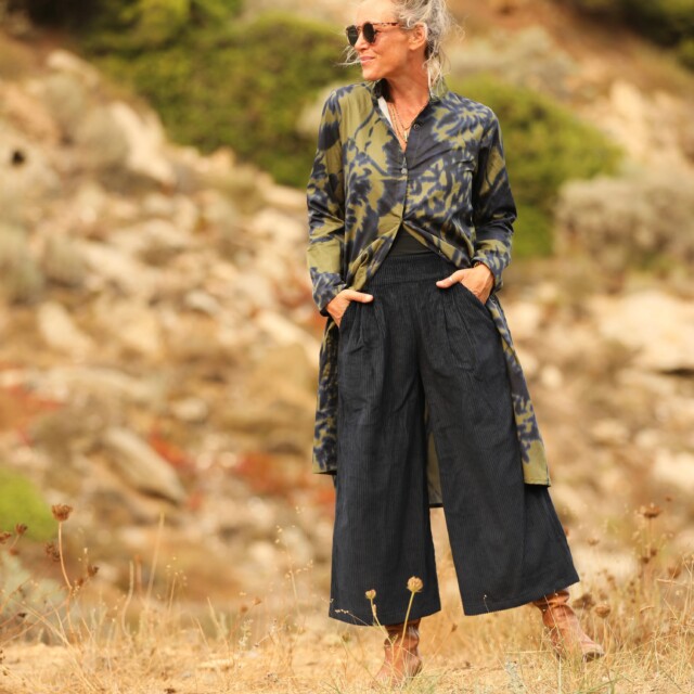 Quintessence - Jupe culotte Margot - velours côtelé marine