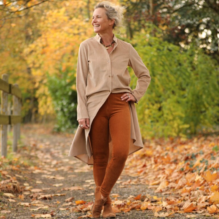 Quintessence - Legging Léni - velours côtelé camel – XL