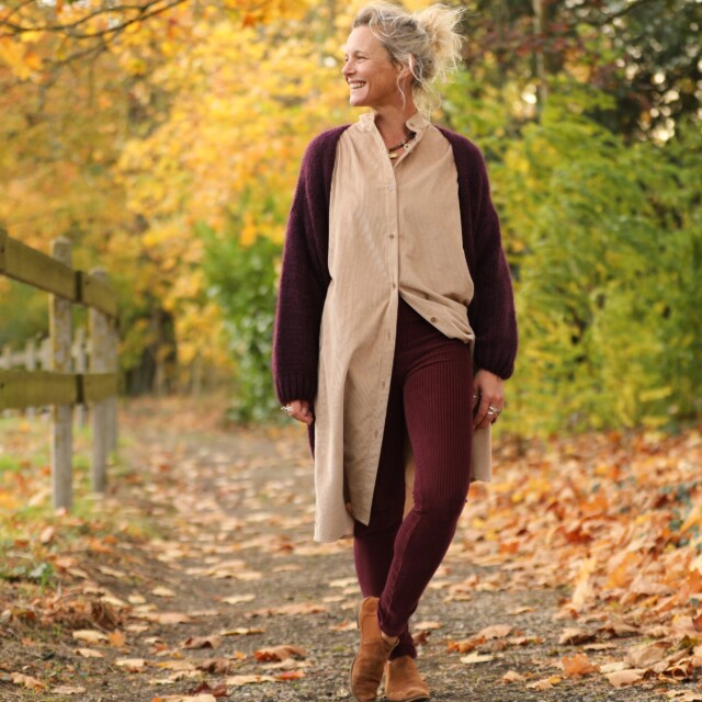 Quintessence - Legging Léni - velours côtelé violine