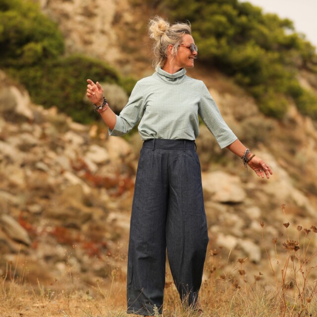 Quintessence - Blouse Catherine en vichy bleuté