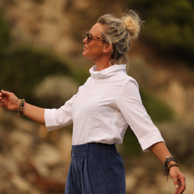 Quintessence - Blouse Catherine bel armuré de coton blanc