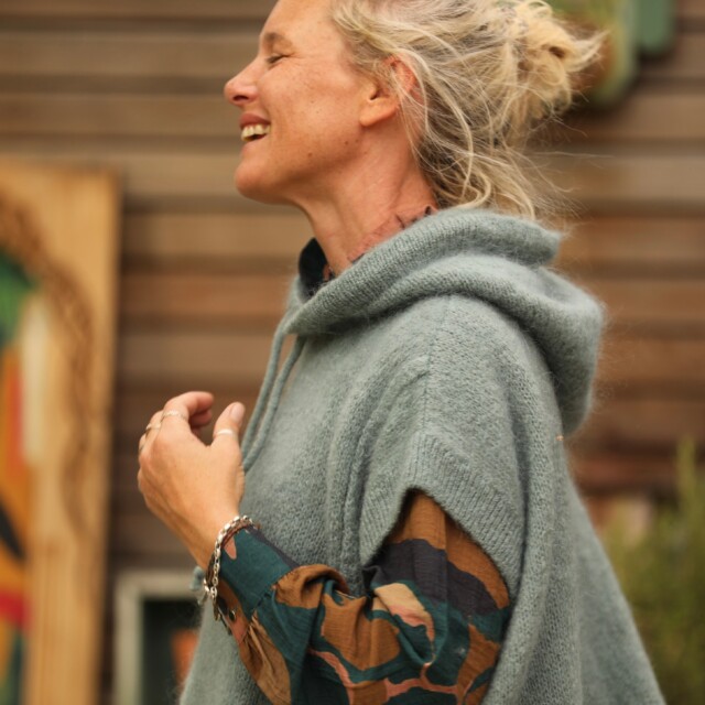 Quintessence - Pull capuche Calypso - Vert eucalyptus