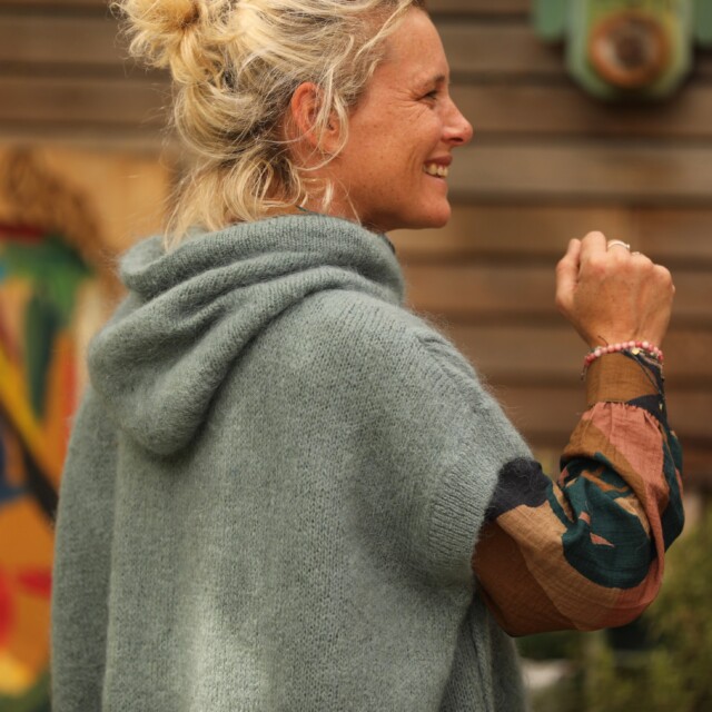 Quintessence - Pull capuche Calypso - Vert eucalyptus