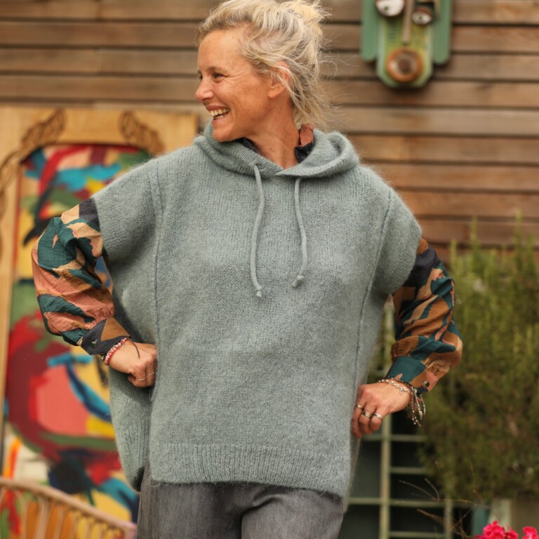 Quintessence - Pull capuche Calypso - Vert eucalyptus