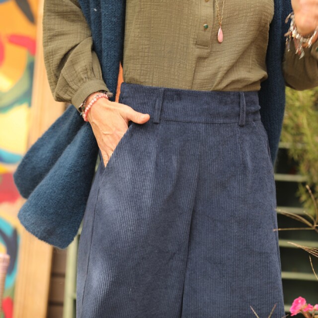 Quintessence - Pantalon Alex - Velours côtelé marine