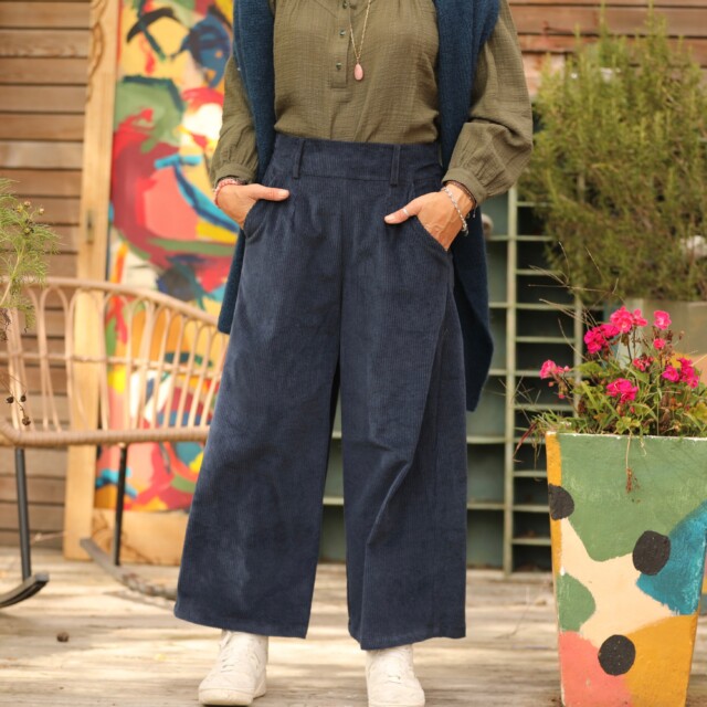 Quintessence - Pantalon Alex - Velours côtelé marine