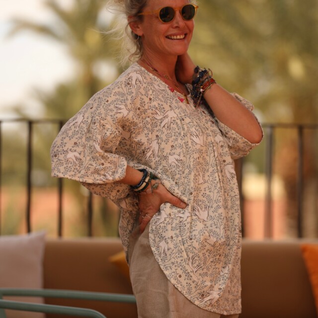 Quintessence - Blouse Léopoldine - double gaze de coton Échappée Bleue