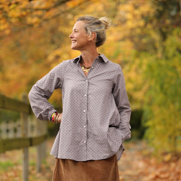 Quintessence - Chemise Caroline -voile de coton plumetis brume violette