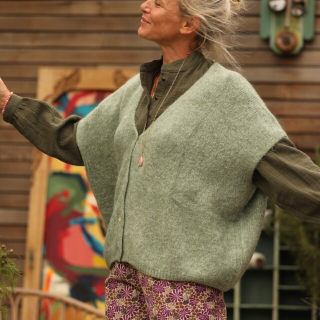 Quintessence - Gilet Claudia - Vert mousse