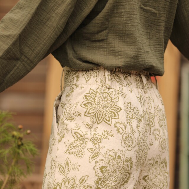 Quintessence - Pantalon Alex - toile de Jouy kaki