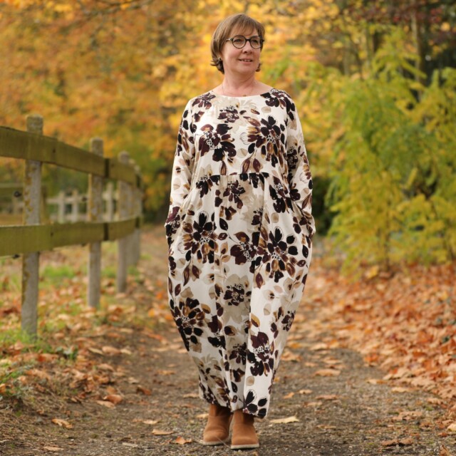 Quintessence - Robe Anaëlle - Viscose fleuri moka