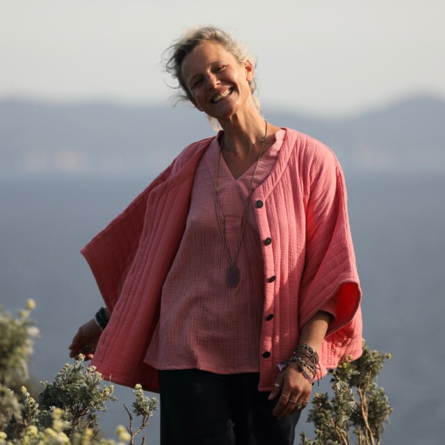 Quintessence - Blouse Isabeau - double gaze de coton chiné fraise