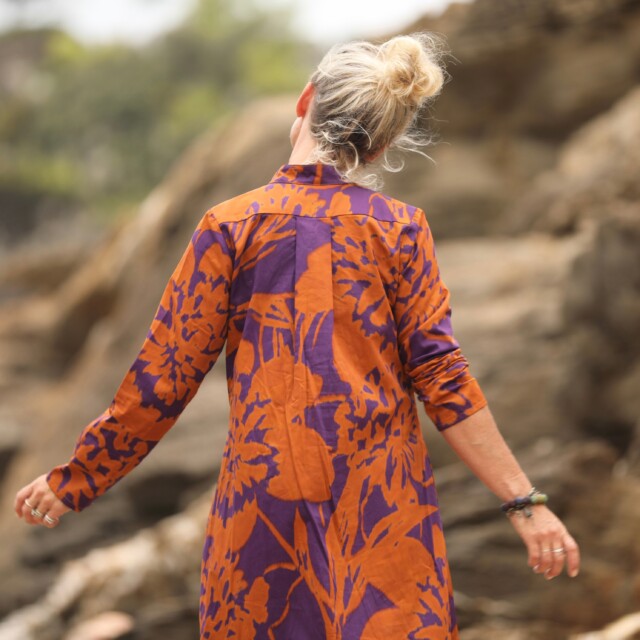 Quintessence - Robe Yuna -  satin de coton Prunelle d’Ambre