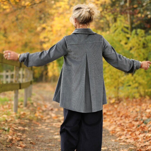 Quintessence - Chemise Caroline - Velours côtelé bleu grisé
