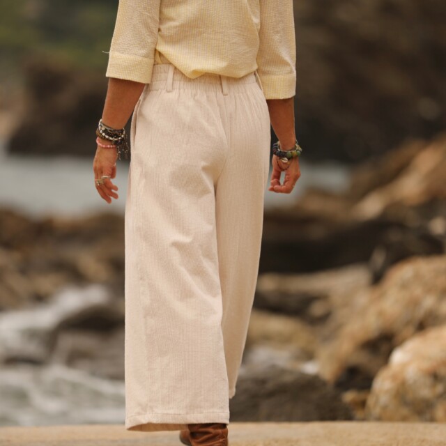 Quintessence - Jupe culotte Margot - velours côtelé ivoire